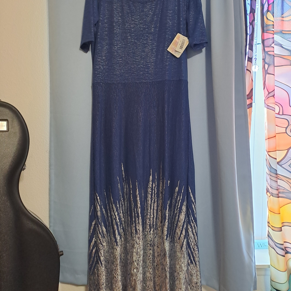 LuLaRoe Blue and White Maxi Dress